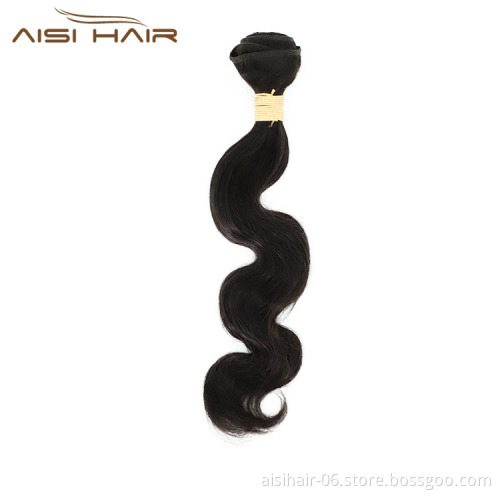 Aisi Hair Top Quality Cheap Wholesale Vendor Natural Black Color Body Wave 100% Brazilian Human Hair Weave Bundles